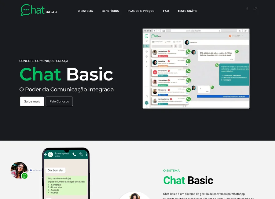 Captura real do site público de Basic Chat
